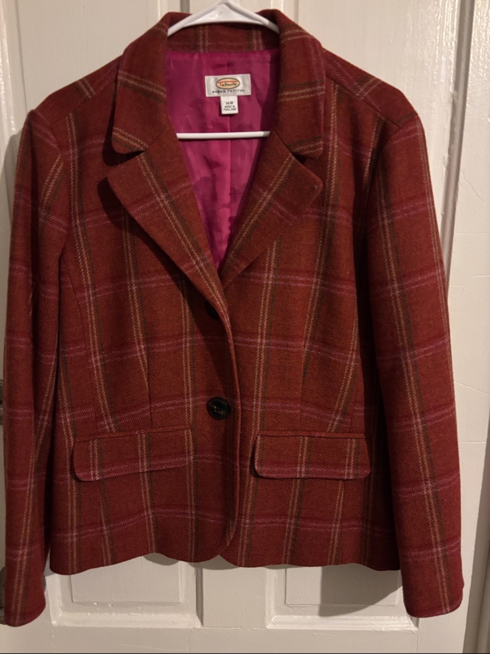 Talbots Rust Plaid Wool Blazer